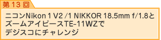 13@jRNikon 1 V2 /1 NIKKOR 18.5mm f/1.8ƃY[ACs[XTE-11WZŃfWXRɃ`W